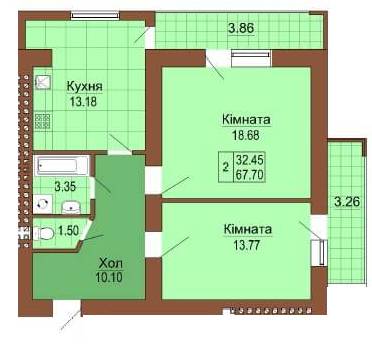 2-кімнатна 67.7 м² в ЖК Рафаель від забудовника, Львів