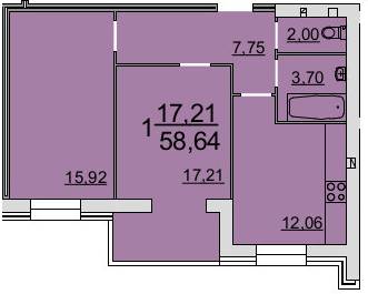 1-кімнатна 58.64 м² в ЖК Резиденція від 14 700 грн/м², Вінниця