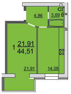 1-кімнатна 44.51 м² в ЖК Резиденція від 14 700 грн/м², Вінниця