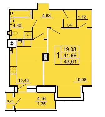 1-комнатная 43.61 м² в ЖК Ренуар от застройщика, Львов