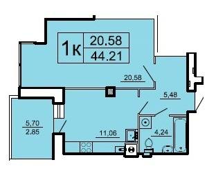 1-комнатная 44.21 м² в ЖК Ренуар от застройщика, Львов