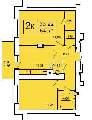 2-кімнатна 64.71 м² в ЖК Ренуар від 16 250 грн/м², Львів