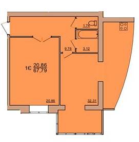 1-кімнатна 67.79 м² в ЖК Рів'єра від 14 700 грн/м², Вінниця