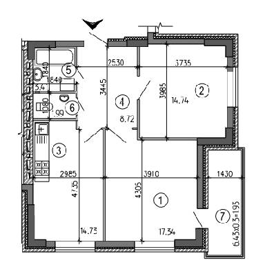 2-кімнатна 62.86 м² в ЖК Рось від забудовника, м. Біла Церква