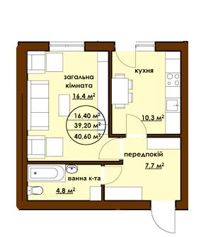 1-кімнатна 40.6 м² в ЖК Садовий від забудовника, м. Буча