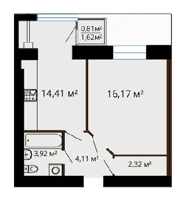 1-кімнатна 41.74 м² в ЖК Сімейний комфорт від 8 790 грн/м², Вінниця