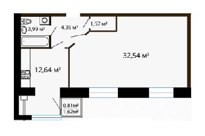 1-комнатная 55.91 м² в ЖК Семейный комфорт от 8 790 грн/м², Винница