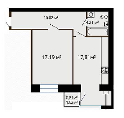 1-кімнатна 50.84 м² в ЖК Сімейний комфорт від 8 790 грн/м², Вінниця