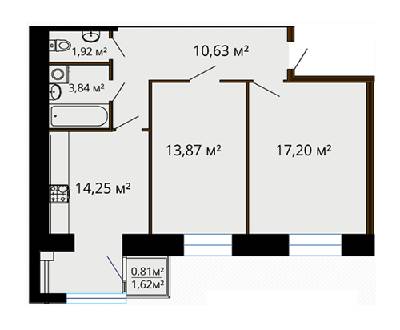 2-кімнатна 62.52 м² в ЖК Сімейний комфорт від 8 790 грн/м², Вінниця