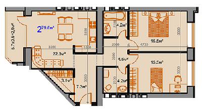 2-кімнатна 79.6 м² в ЖК Сосновий від 13 330 грн/м², Миколаїв