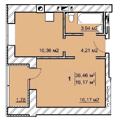 1-кімнатна 36.46 м² в ЖК Сосновий бір від 10 800 грн/м², м. Ірпінь