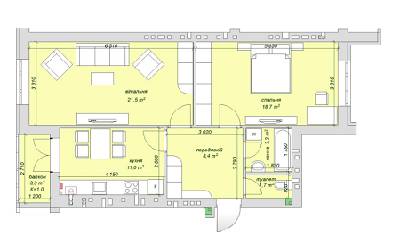 2-комнатная 67.8 м² в ЖК Софиевский пассаж от застройщика, с. Софиевская Борщаговка