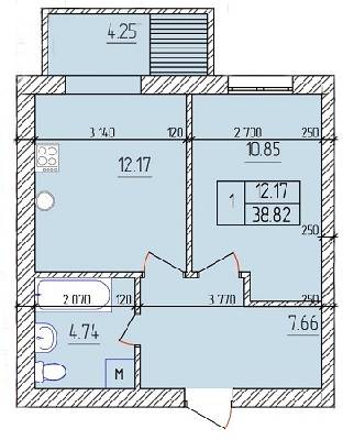 1-кімнатна 38.82 м² в ЖК Будинок №20 від 9 180 грн/м², м. Васильків