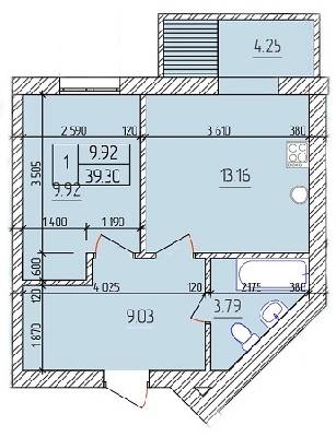 1-кімнатна 39.3 м² в ЖК Будинок №20 від 9 180 грн/м², м. Васильків