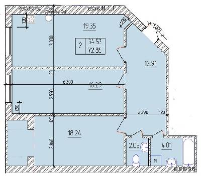 2-комнатная 72.85 м² в ЖК Дом №20 от 9 360 грн/м², г. Васильков