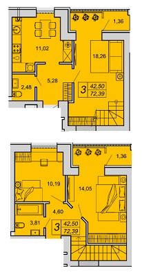 3-комнатная 72.39 м² в ЖК Супернова от застройщика, Луцк