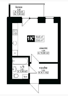 1-кімнатна 28.65 м² в ЖК Українка від забудовника, м. Українка