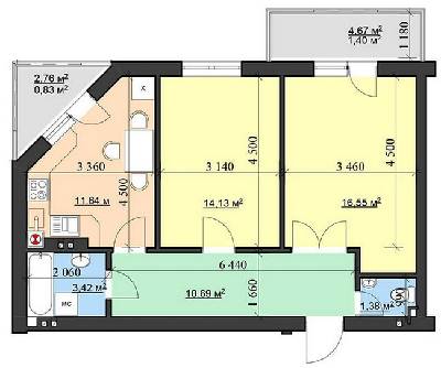 2-кімнатна 60.04 м² в ЖК Затишний від забудовника, Львів