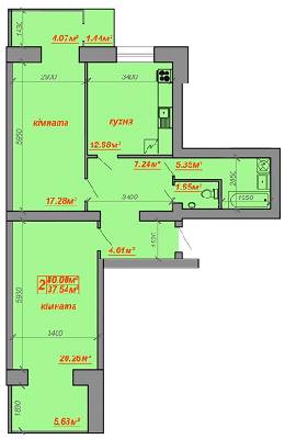 2-комнатная 80 м² в ЖК Затишний двір от застройщика, Луцк