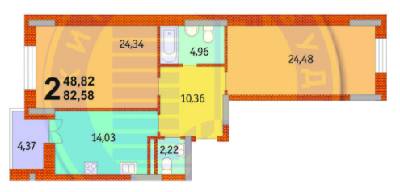 2-кімнатна 82.58 м² в ЖК Французький квартал від 42 406 грн/м², Київ