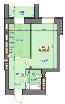 1-кімнатна 42.9 м² в ЖК Центральний від забудовника, м. Ірпінь