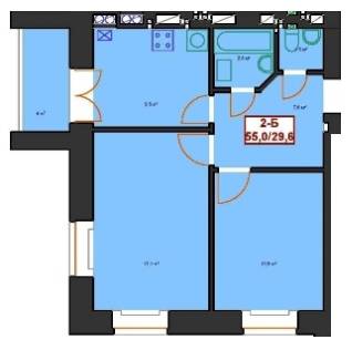 2-комнатная 55 м² в ЖК Центральный от застройщика, г. Ирпень