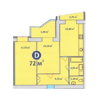 2-кімнатна 72 м² в ЖК Чайка від забудовника, Хмельницький