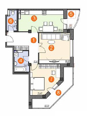 2-комнатная 86.57 м² в ЖК Шоколад от застройщика, г. Бровары