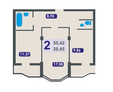 2-комнатная 55.42 м² в ЖК Эко-дом на Величковского от застройщика, Львов