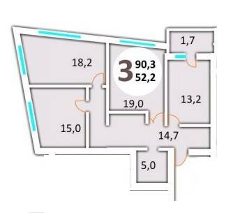 3-кімнатна 90.3 м² в ЖК Еко-дім на Червоної Калини від забудовника, Львів