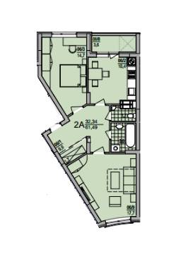 2-комнатная 61.49 м² в ЖК Ювелирный от застройщика, Львов