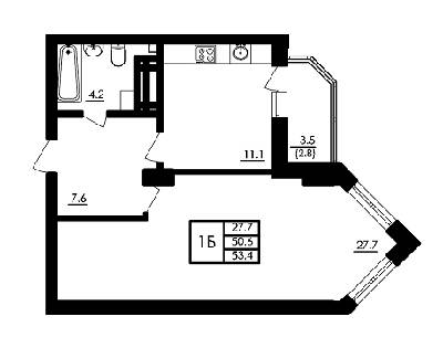 1-комнатная 53.4 м² в ЖК Янтарный от 13 980 грн/м², с. Иличанка