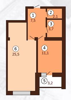 1-комнатная 51.5 м² в ЖК Borispol DeLuxe от застройщика, г. Борисполь