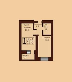 1-комнатная 36.1 м² в ЖК Borispol Grand от 18 600 грн/м², г. Борисполь