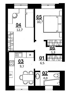 2-комнатная 44.9 м² в ЖК Белый Шоколад.Center от 10 320 грн/м², с. Белогородка