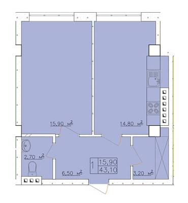 1-комнатная 43.1 м² в ЖК Club Marine от 18 400 грн/м², Одесса