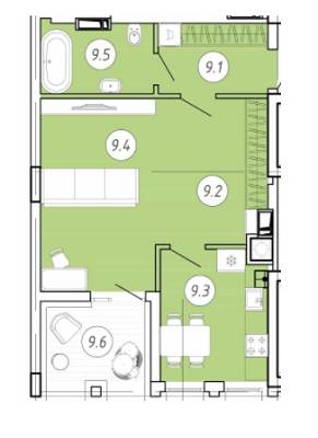 1-кімнатна 46.95 м² в ЖК Forum Apartments від 39 550 грн/м², Львів