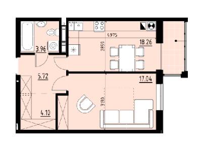 1-кімнатна 49.08 м² в ЖК Globus Comfort від 12 900 грн/м², Львів