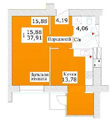 1-кімнатна 37.91 м² в ЖК Теплий стан від забудовника, м. Ірпінь