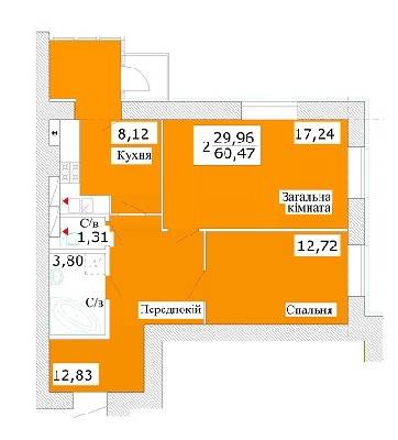 2-комнатная 60.47 м² в ЖК Теплый стан от 11 500 грн/м², г. Ирпень