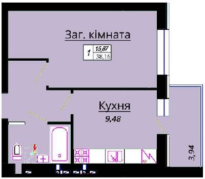 1-кімнатна 38.16 м² в ЖК Green Life від 15 550 грн/м², м. Ірпінь