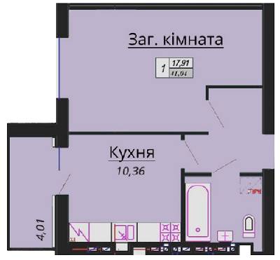 1-кімнатна 41.04 м² в ЖК Green Life від 15 550 грн/м², м. Ірпінь