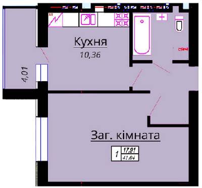 1-кімнатна 41.04 м² в ЖК Green Life від 15 550 грн/м², м. Ірпінь