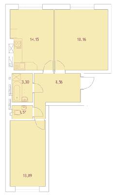 2-комнатная 58.9 м² в ЖК Green Yard от застройщика, г. Ирпень