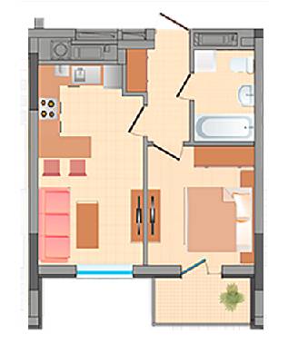 1-кімнатна 38.35 м² в ЖК Greenville House від забудовника, Львів