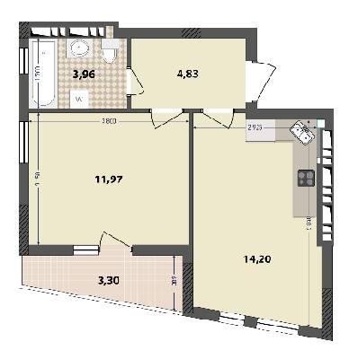 1-комнатная 38.26 м² в ЖК IL Patio от 18 000 грн/м², Киев