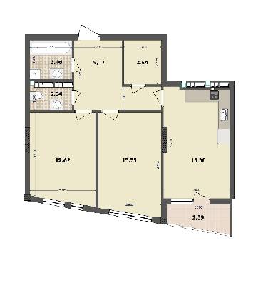 2-комнатная 62.85 м² в ЖК IL Patio от 18 000 грн/м², Киев