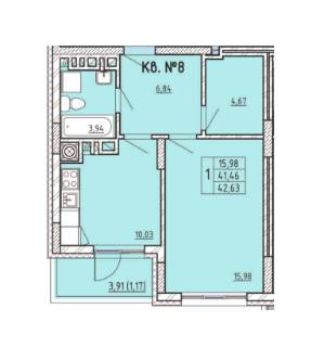 1-комнатная 42.63 м² в ЖК LakePark от 20 960 грн/м², Львов