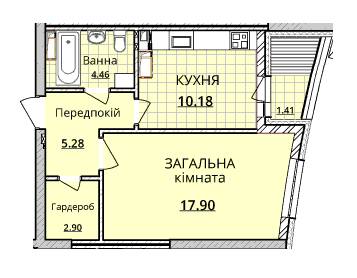 1-кімнатна 41.42 м² в ЖК ObolonSky від забудовника, Київ
