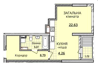 1-кімнатна 41.91 м² в ЖК ObolonSky від забудовника, Київ